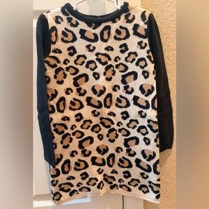 Crazy 8 Leopard Print Crew Sweater dress - Black & Tan